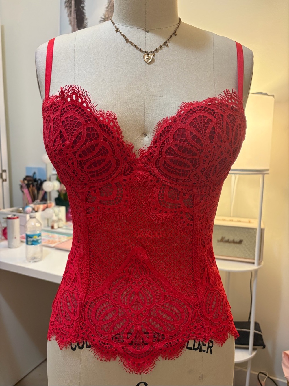 Victoria's Secret Red Lace Corset Tank